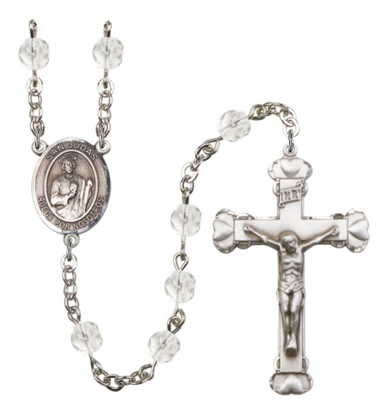 Women's San Judas Birthstone Rosary - Crystal
