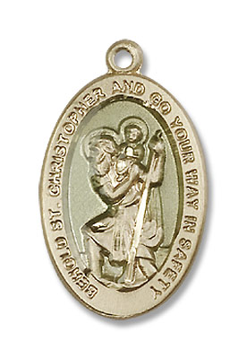 Women's Behold St. Christopher Necklace with Blue Enamel Center - 14K Solid Gold