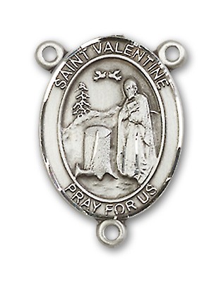 St. Valentine of Rome Rosary Centerpiece Sterling Silver or Pewter - Sterling Silver