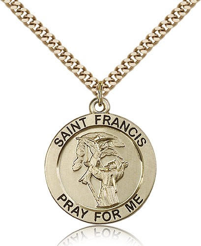 Men's St. Francis Medal - 14KT Gold Filled