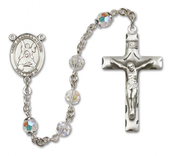 St. Frances of Rome Sterling Silver Heirloom Rosary Squared Crucifix - Crystal