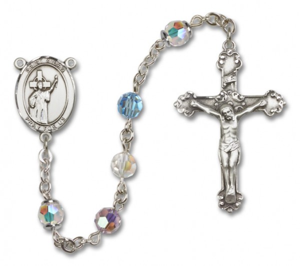 St. Aidan of Lindesfarne Sterling Silver Heirloom Rosary Fancy Crucifix - Multi-Color