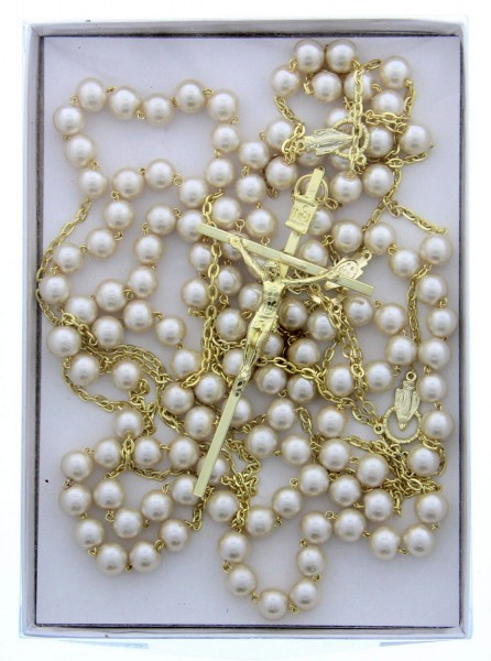 Pearl Lasso Wedding Rosary - Without Deluxe Box