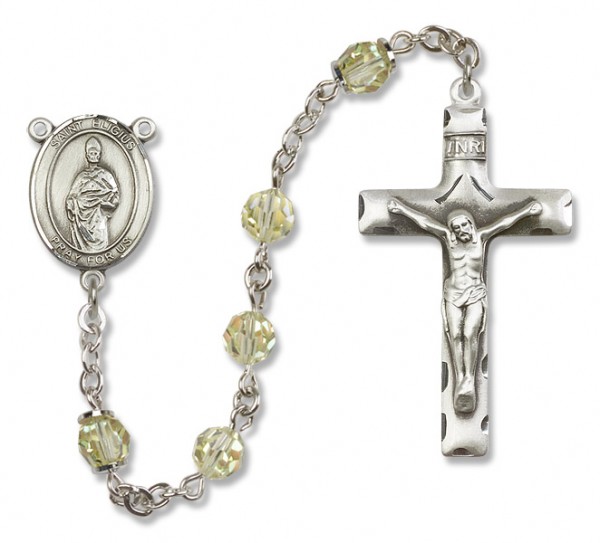 St. Eligius Sterling Silver Heirloom Rosary Squared Crucifix - Zircon
