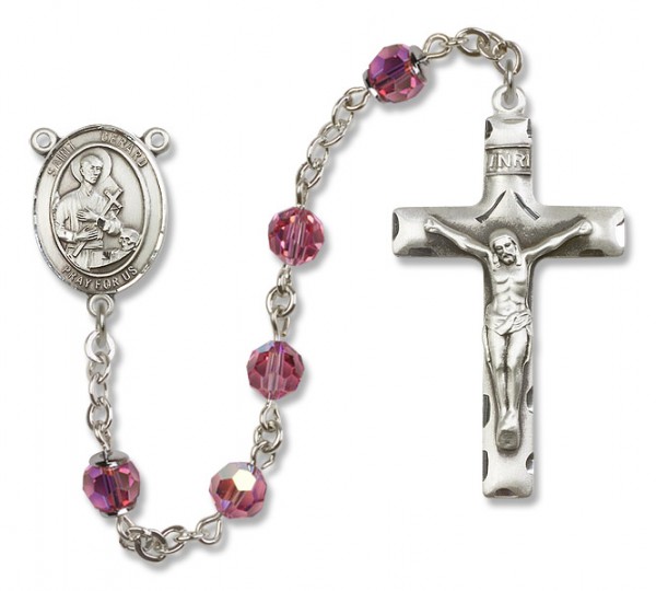St. Gerard Majella Sterling Silver Heirloom Rosary Squared Crucifix - Rose