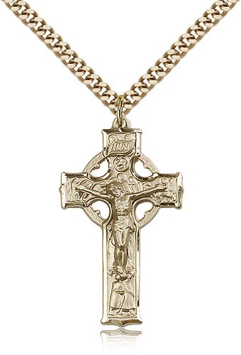 Men's Traditional Celtic Crucifix Pendant - 14KT Gold Filled