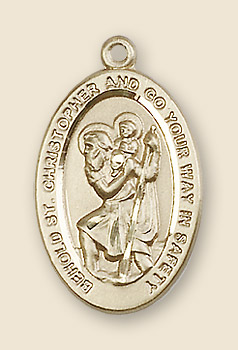 Women's Behold St. Christopher Necklace with Blue Enamel Center - 14KT Gold Filled
