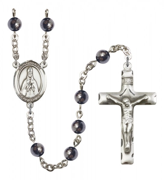 Men's St. Blaise Silver Plated Rosary - Gray