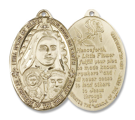 Large St. Therese Pendant - 14K Solid Gold