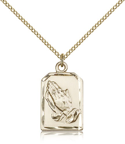Praying Hands Pendant with Serenity Prayer - 14KT Gold Filled