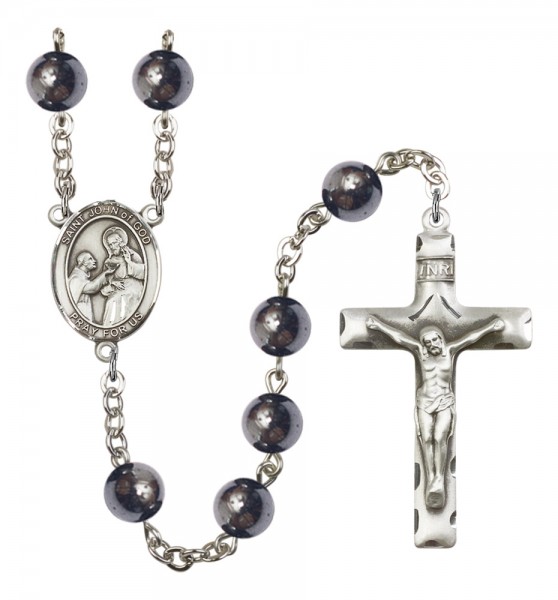 Men's St. John of God Silver Plated Rosary - Silver