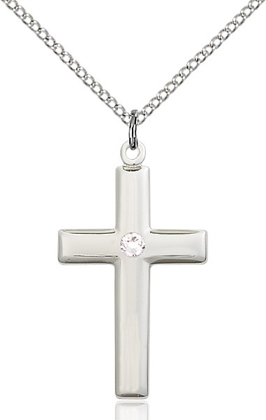 Women's Plain Cross Pendant - Crystal