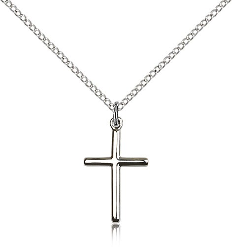 Women's Simple Cross Pendant - Sterling Silver
