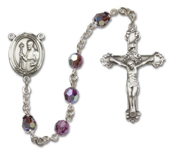 St. Regis Sterling Silver Heirloom Rosary Fancy Crucifix - Amethyst