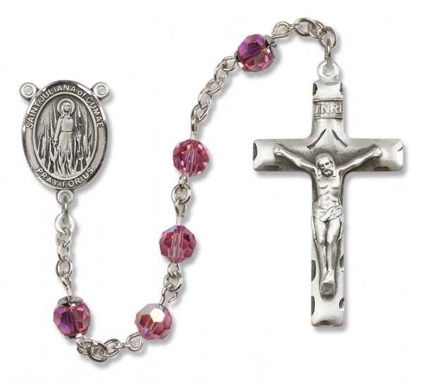 St. Juliana Sterling Silver Heirloom Rosary Squared Crucifix - Rose