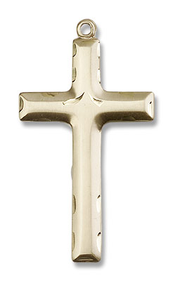Etched Cross Pendant - 14K Solid Gold