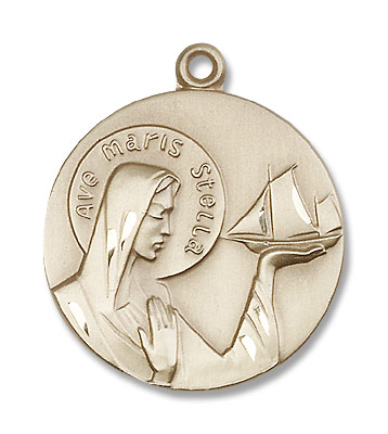 Our Lady Star of The Sea Medal - 14K Solid Gold