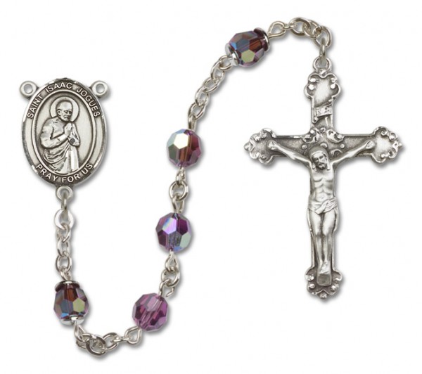 St. Isaac Jogues Sterling Silver Heirloom Rosary Fancy Crucifix - Amethyst