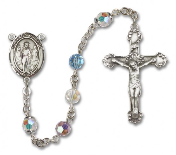 Our Lady of Knock Sterling Silver Heirloom Rosary Fancy Crucifix - Multi-Color