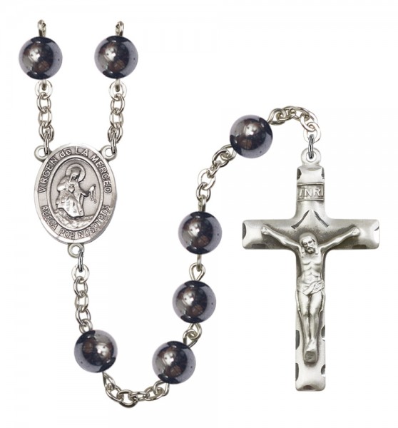 Men's Virgen de la Merced Silver Plated Rosary - Silver