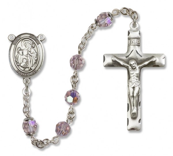 St. James the Greater  Sterling Silver Heirloom Rosary Squared Crucifix - Light Amethyst