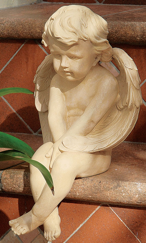 Meditation Angel Statue - Antique White Finish