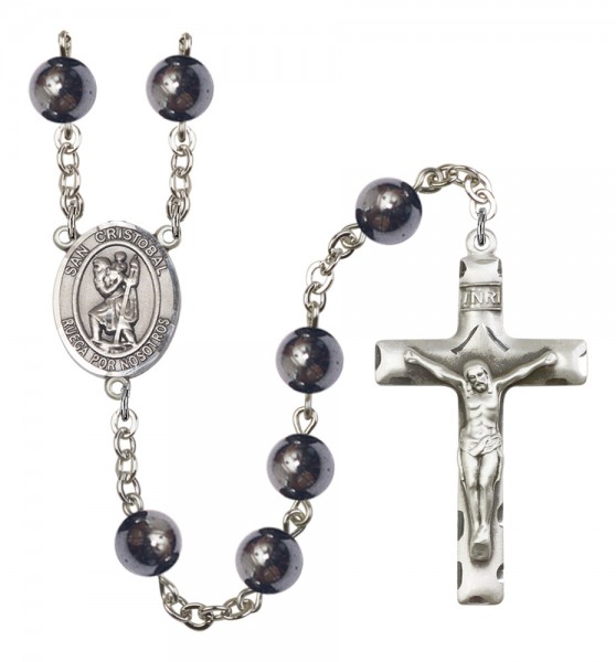 Men's San Cristobal Silver Plated Rosary - Silver