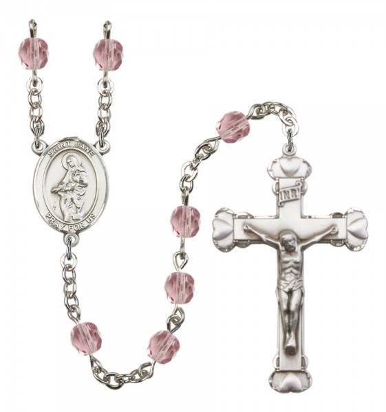 Women's St. Jane Frances de Chantal Silver Plated Birthstone Rosary - Light Amethyst