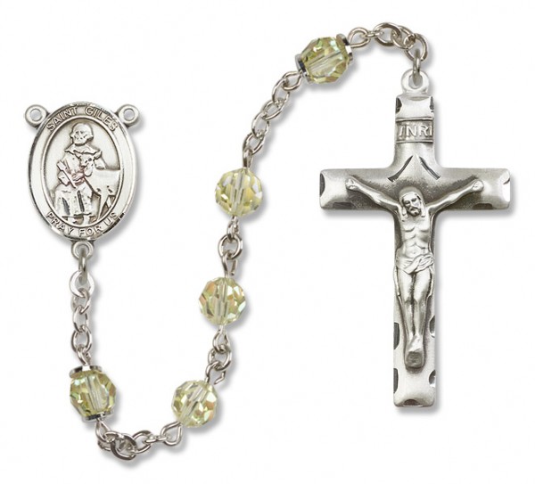 St. Giles Sterling Silver Heirloom Rosary Squared Crucifix - Zircon