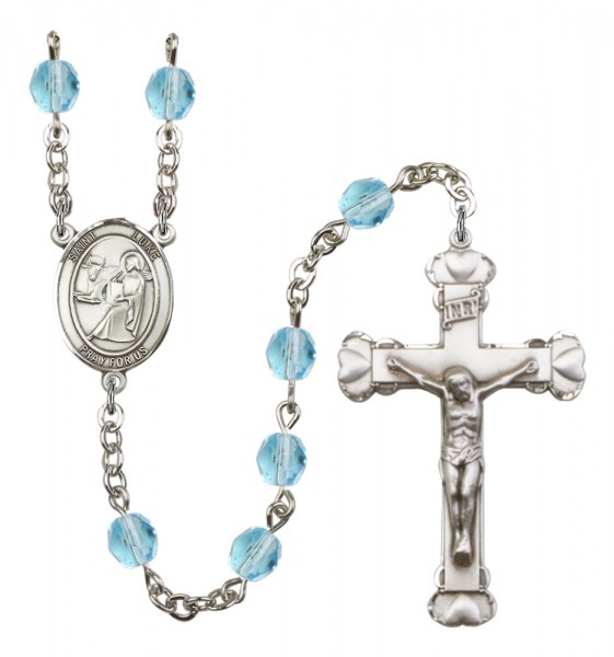 Women's St. Luke the Apostle Birthstone Rosary - Aqua