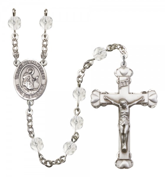 Women's Virgen de la Merced Birthstone Rosary - Crystal