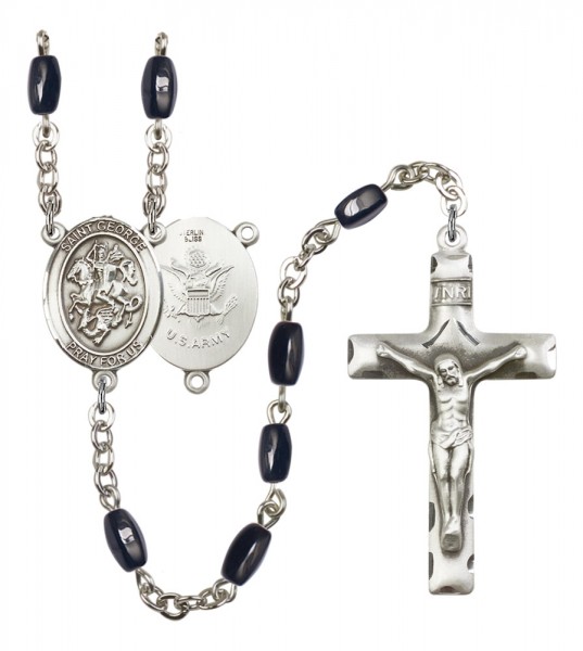 Men's St. George Army Silver Plated Rosary - Black | Silver