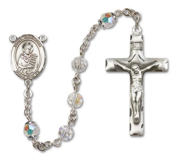 St. Christian Demosthenes Sterling Silver Heirloom Rosary Squared Crucifix - Crystal