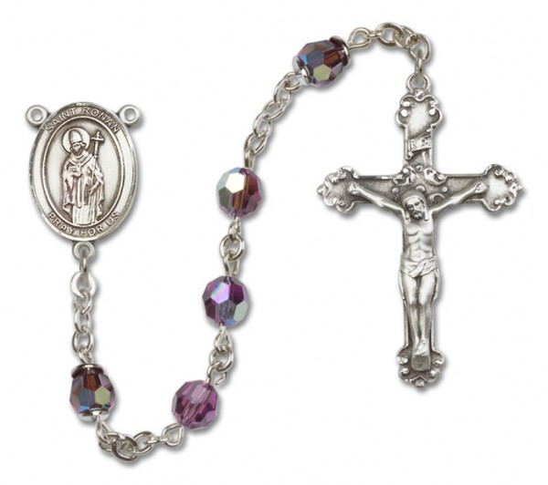St. Ronan Sterling Silver Heirloom Rosary Fancy Crucifix - Amethyst