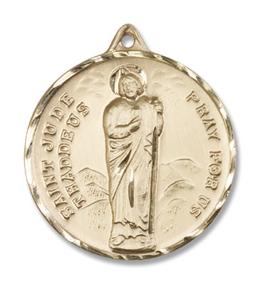 Men's Large Saint Jude Medal - 14K Solid Gold