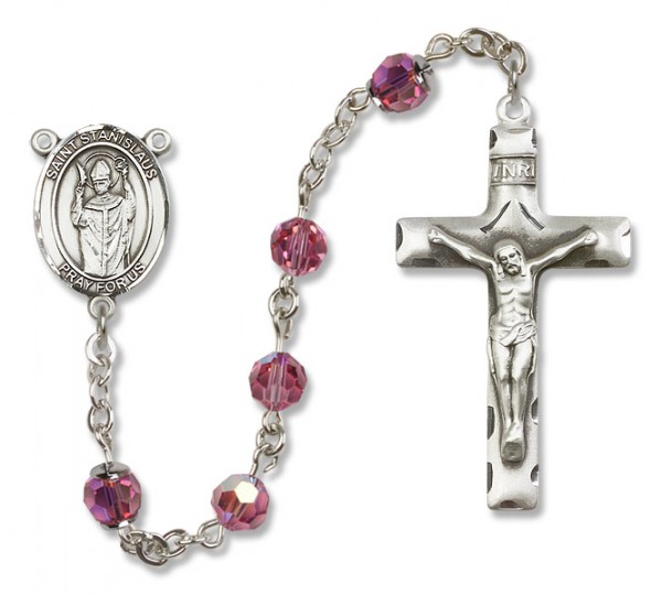 St. Stanislaus Sterling Silver Heirloom Rosary Squared Crucifix - Rose