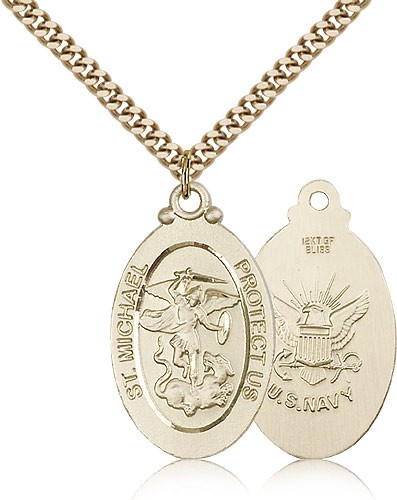 St. Michael Navy Medal - 14KT Gold Filled