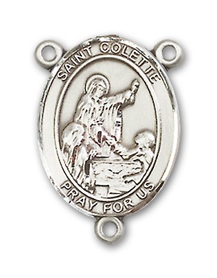 St. Colette Rosary Centerpiece Sterling Silver or Pewter - Sterling Silver