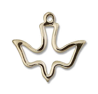 High Polish Cut Out Holy Spirit Medal - 14K Solid Gold