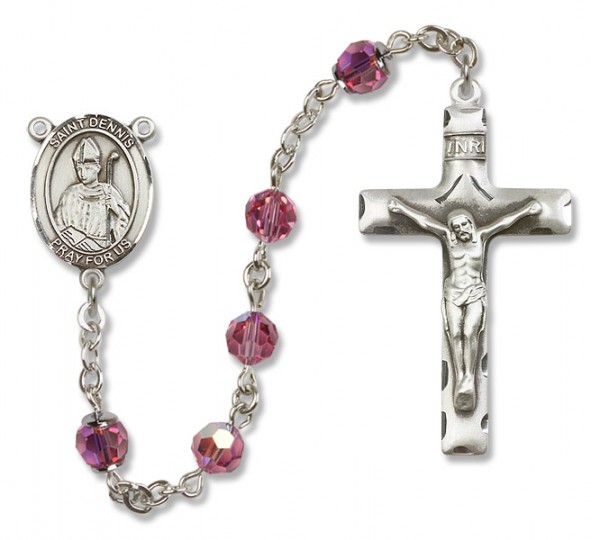 St. Dennis Sterling Silver Heirloom Rosary Squared Crucifix - Rose