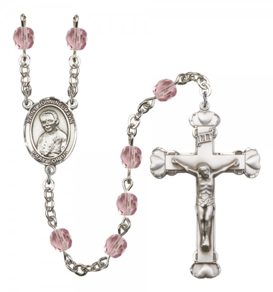 Women's St. John Neumann Birthstone Rosary - Light Amethyst