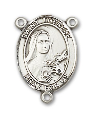 St. Therese of Lisieux Rosary Centerpiece Sterling Silver or Pewter - Sterling Silver