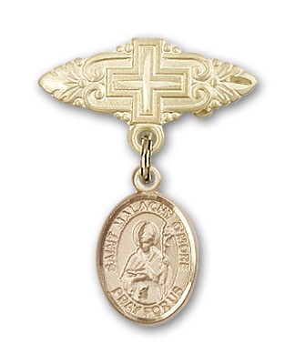 Pin Badge with St. Malachy O'More Charm and Badge Pin with Cross - 14K Solid Gold