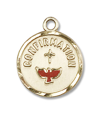 Petite Confirmation Medal with Dove Round - 14K Solid Gold