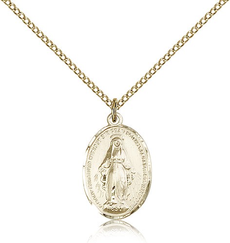 Women or Youth Size Oval Miraculous Pendant - 14KT Gold Filled