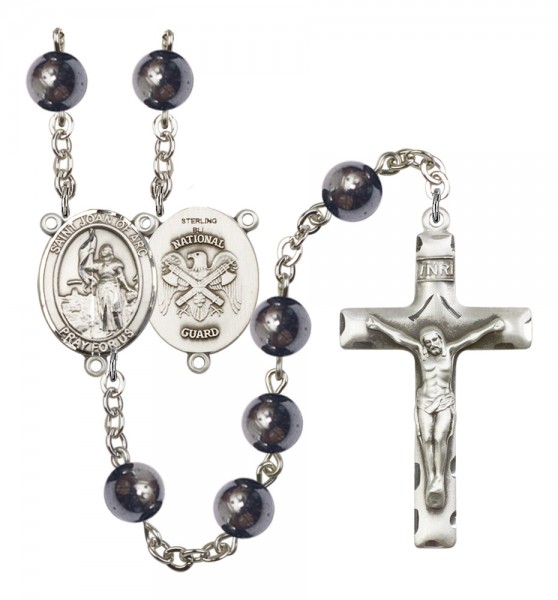 Men's St. Joan of Arc National Guard Silver Plated Rosary - Silver