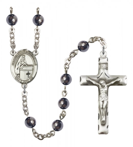 Men's Blessed Emilee Doultremont Silver Plated Rosary - Gray