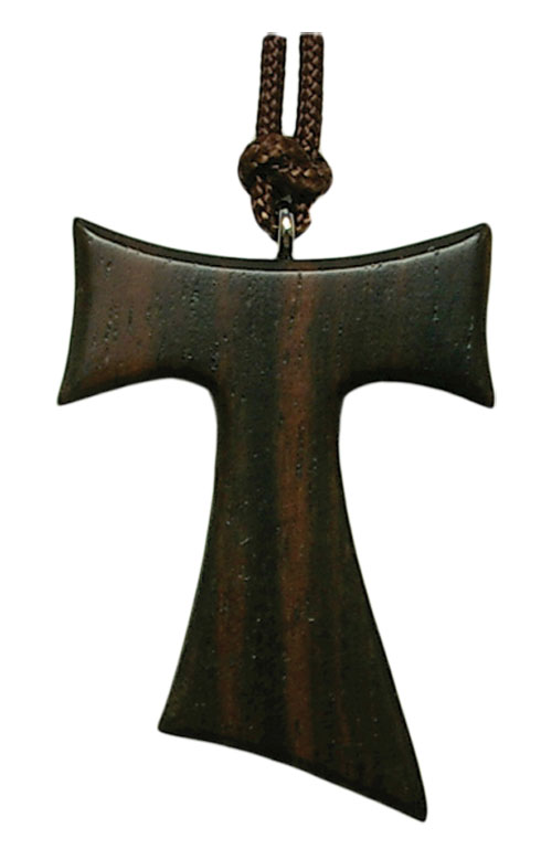 Wood Tau Cross Pendant 1 Inch - Brown