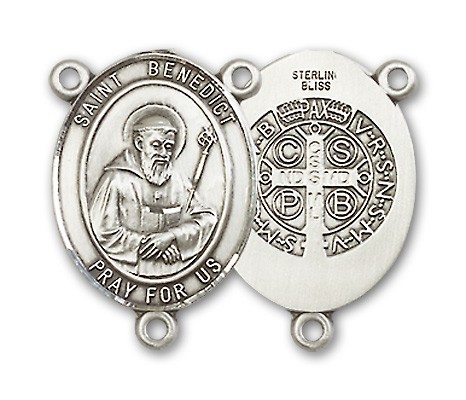 St. Benedict Rosary Centerpiece Sterling Silver or Pewter - Sterling Silver