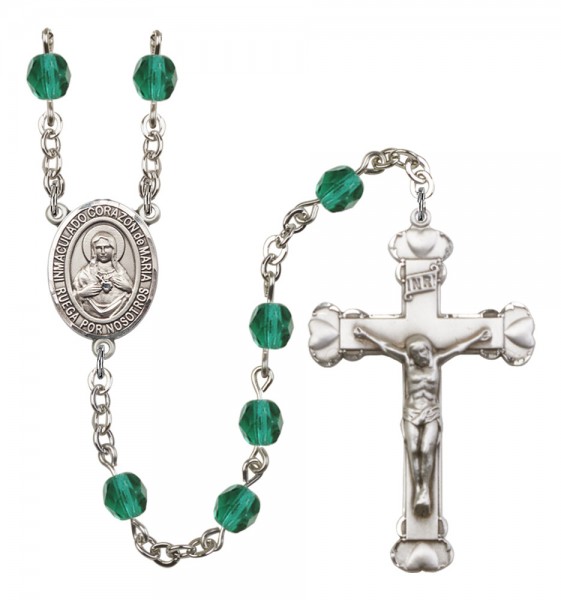 Women's Corazon Inmaculado de Maria Birthstone Rosary - Zircon